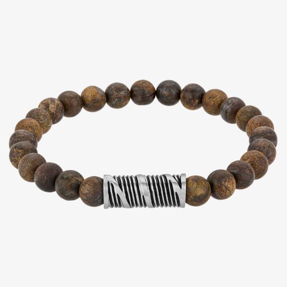 Bourne and Wilde Mens Brown Bronzite Bead Bracelet UR12-13