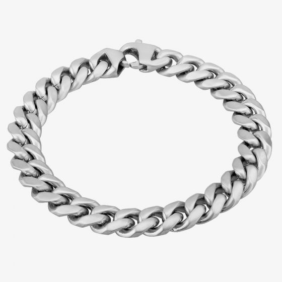 Bourne and Wilde Mens Stainless Steel 21cm Heavy Matte Flat Curb Bracelet STBTH007