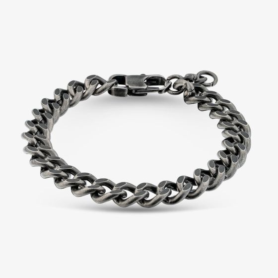Bourne and Wilde Stainless Steel Black Curb Chain Bracelet OSB-2387S-ANTI