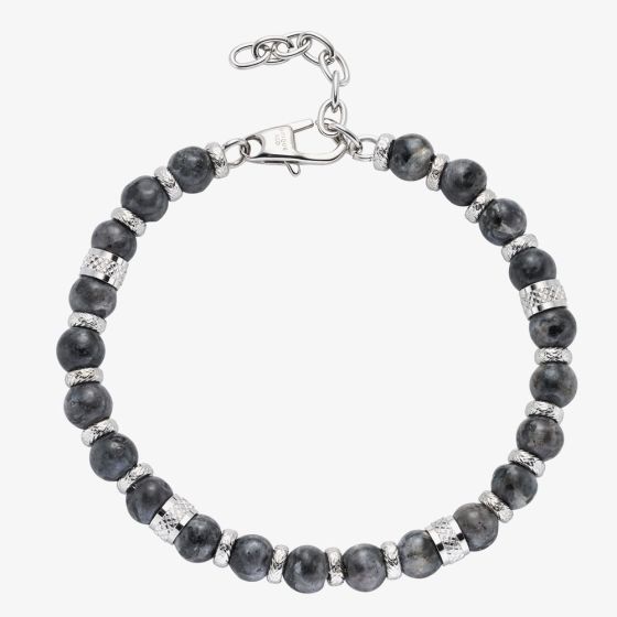 Unique Stainless Steel Grey Labradorite Bead Bracelet LAB-291/21CM
