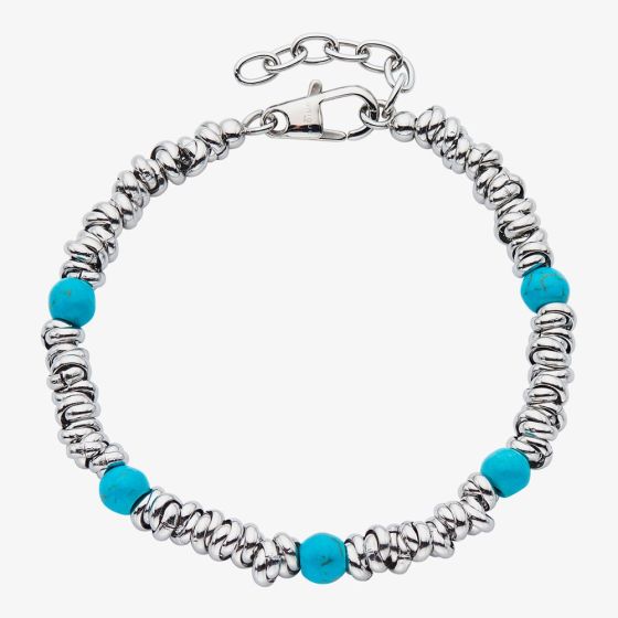 Unique Stainless Steel Turquoise Bead Bracelet LAB-282/21CM