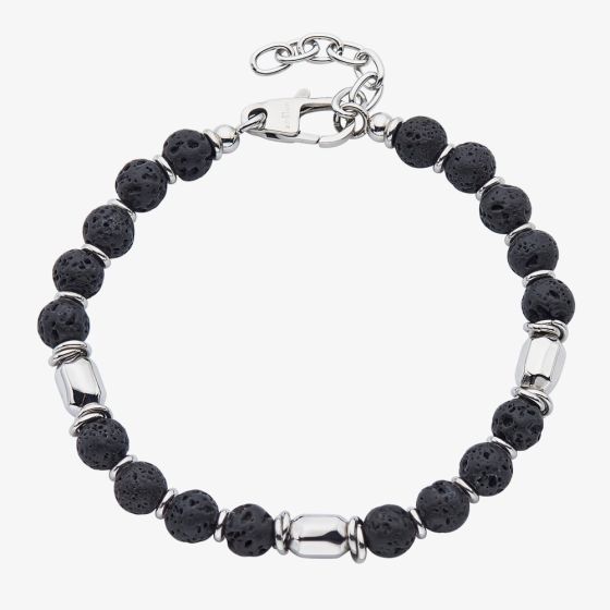 Unique Stainless Steel Lava Stone Bead Bracelet LAB-275/21CM