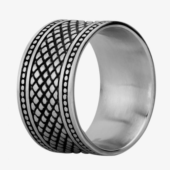 Bourne and Wilde Mens Oxidised Wide Uniform Reptile Ring UR19-02