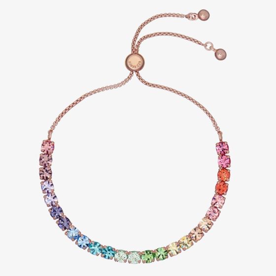 Ted Baker MELRAH Rose Gold Tone Icon Rainbow Crystal Slider Bracelet TBJ2968-24-67