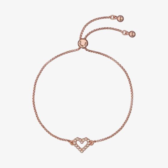 Ted Baker Amorita Rose Gold Tone Crystal Halo Heart Toggle Bracelet TBJ3833-24-02
