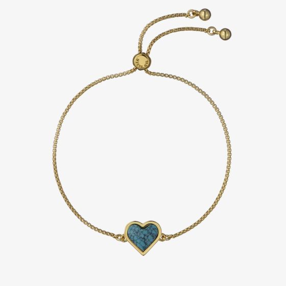 Ted Baker Fallon Gold Tone Faceted Turquoise Stone Heart Toggle Bracelet TBJ3967-02-32
