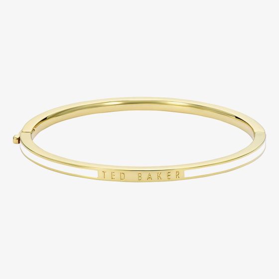Ted Baker ROLEY Gold Tone Plated White Enamel Bangle TBJ4163-02-08