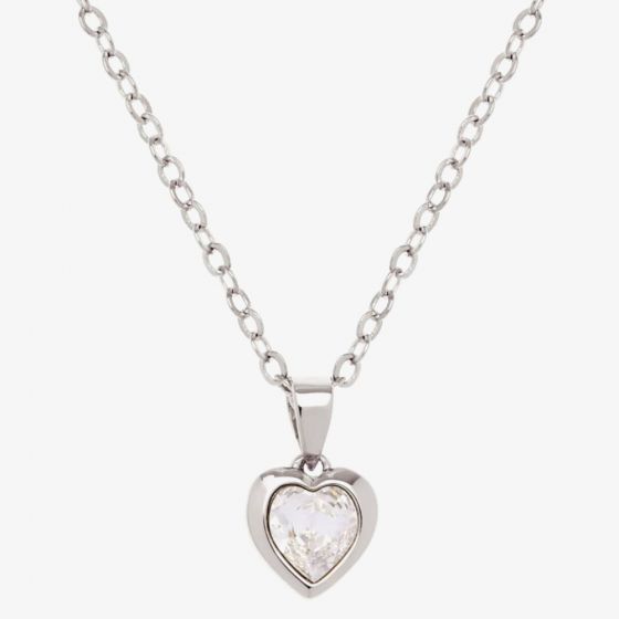 Ted Baker HANNELA Silver Tone Crystal Heart Necklace TBJ1681-01-02