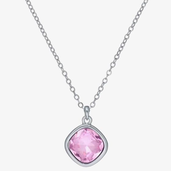 Ted Baker Crastel Silver Tone Pink Crystal Necklace TBJ3692-01-70