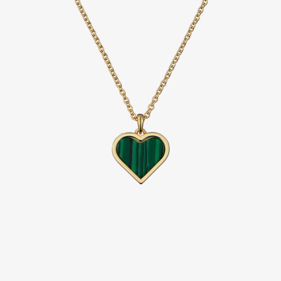 Ted Baker Morelie Gold Tone Green Monogram Heart Necklace TBJ3795-02-180