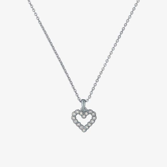 Ted Baker Amore Silver Tone Cubic Zirconia Halo Heart Necklace TBJ3832-01-02