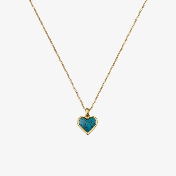 Ted Baker Farida Gold Tone Faceted Turquoise Stone Heart Pendant Necklace TBJ3966-02-32