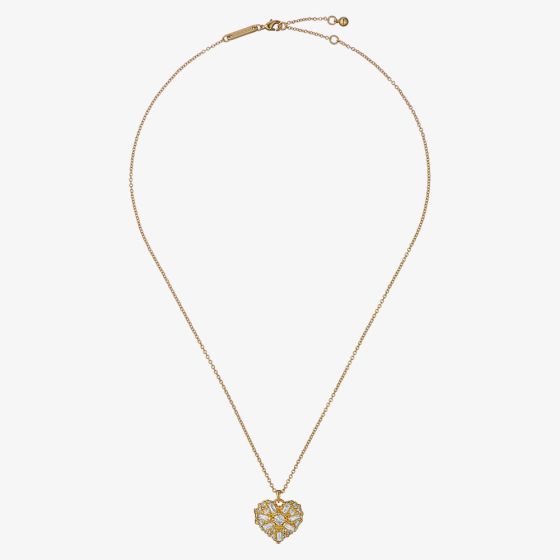 Ted Baker Cherish Gold Tone Crystal Heart Locket Necklace TBJ3981-02-02