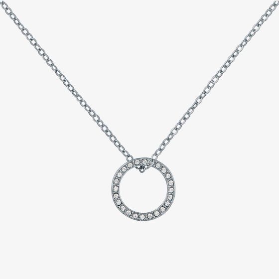 Ted Baker HERI Silver Tone Plated Crystal Open Circle Pendant TBJ4225-01-02