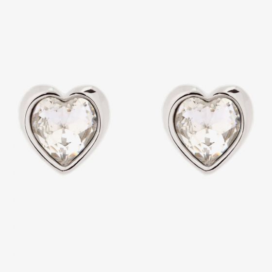 Ted Baker HAN Silver Tone Crystal Heart Stud Earrings TBJ1654-01-02