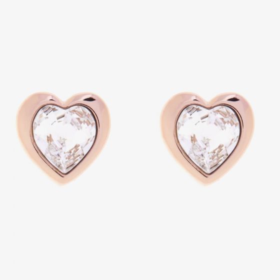 Ted Baker HAN Rose Gold Tone Crystal Heart Stud Earrings TBJ1654-24-02