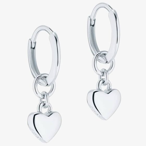 Ted Baker HARRIE Silver Tone Heart Huggie Hoop Earrings TBJ2578-01-03