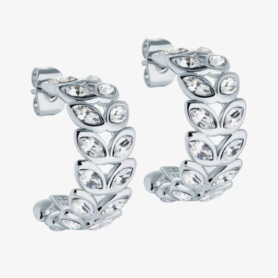 Ted Baker Senelda Serpentine Crystal Silver Wide Hoop Earrings TBJ3452-01-02
