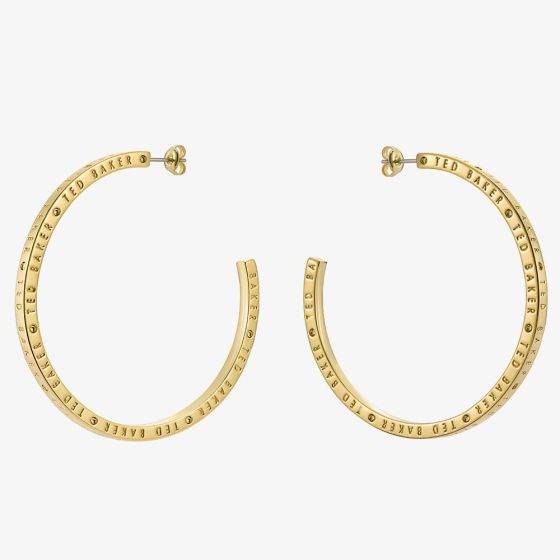 Ted Baker LOA Gold Tone Plated Logo Half Hoop Earrings TBJ3818-02-03