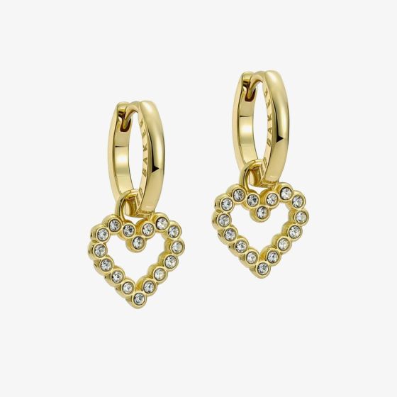 Ted Baker Amora Gold Tone Cubic Zirconioa Halo Heart Huggies Hoop Earrings TBJ3835-02-02