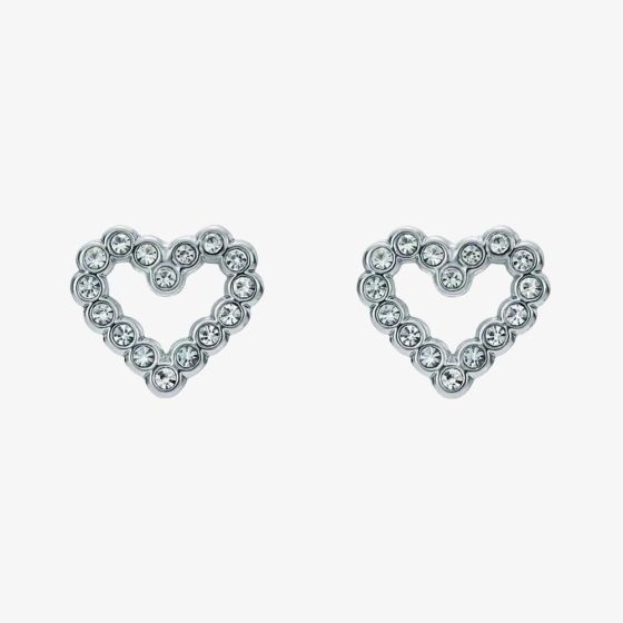 Ted Baker Amorina Silver Tone Cubic Zircona Halo Heart Stud Earrings TBJ3834-01-02