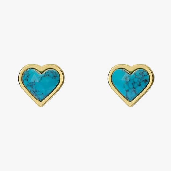Ted Baker Faris Gold Tone Faceted Turquoise Heart Stud Earrings TBJ3968-02-32