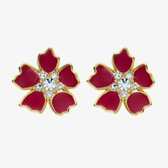 Ted Baker Petinna Gold Tone Pink Flower Stud Earrings TBJ3867-02-457
