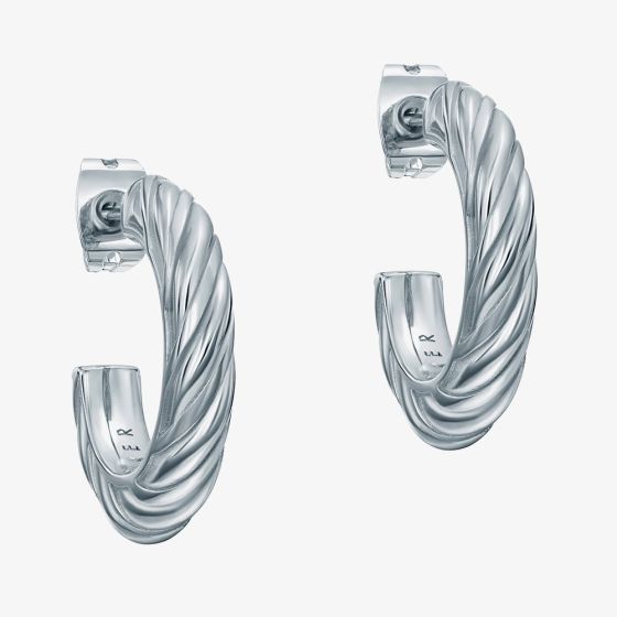 Ted Baker MELANIE Silver Tone Plated Twist Hoop Earrings TBJ4186-01-03