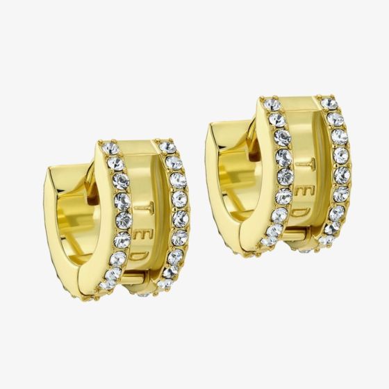 Ted Baker ROSIE Gold Tone & Crystal Roll Huggie Hoop Earrings TBJ4085-02-02