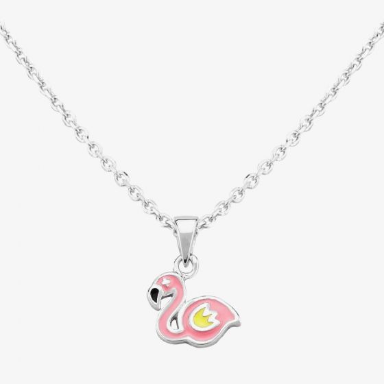 Fleur Kids Sterling Silver Pink Flamingo Pendant Necklace AZP257504