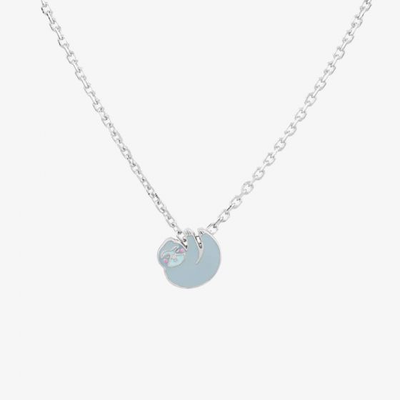 Fleur Kids Sterling Silver & Blue Enamel Sloth Necklace THB000804