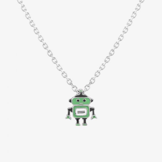 Fleur Kids Sterling Silver & Enamel Rusty the Robot Necklace THB001004