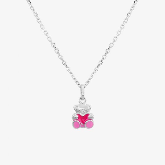 Fleur Kids Sterling Silver & Enamel Teddy Bear Necklace THB001304