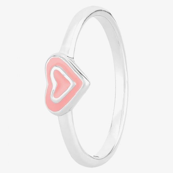 Fleur Kids Sterling Silver Pink Enamel Heart Ring AZR100004 