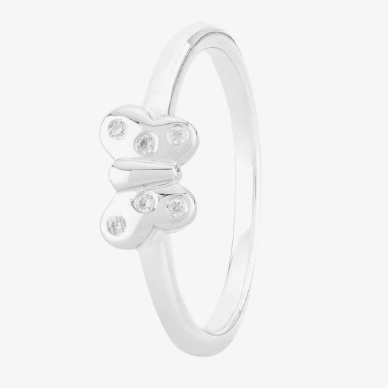 Fleur Kids Sterling Silver Cubic Zirconia Butterfly Ring AZR267804 
