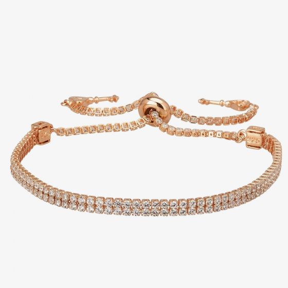 Isabella Verona Rose Gold Tone Double Row Cubic Zirconia Toggle Bracelet SBMBSRG16XXXA0-R