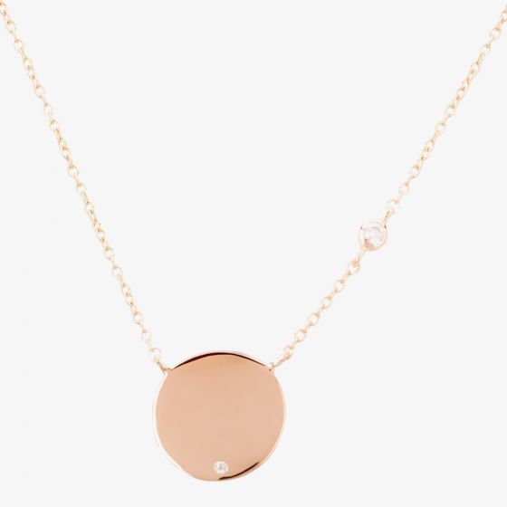 Isabella Verona Rose Gold Tone Cubic Zirconia Disc Necklace NES-825-4