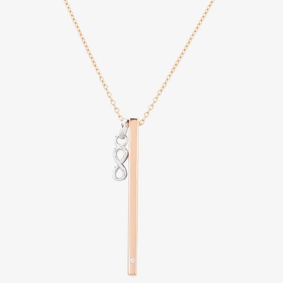 Isabella Verona Rose Gold tone Bar and Infinity Pendant NES-973-1