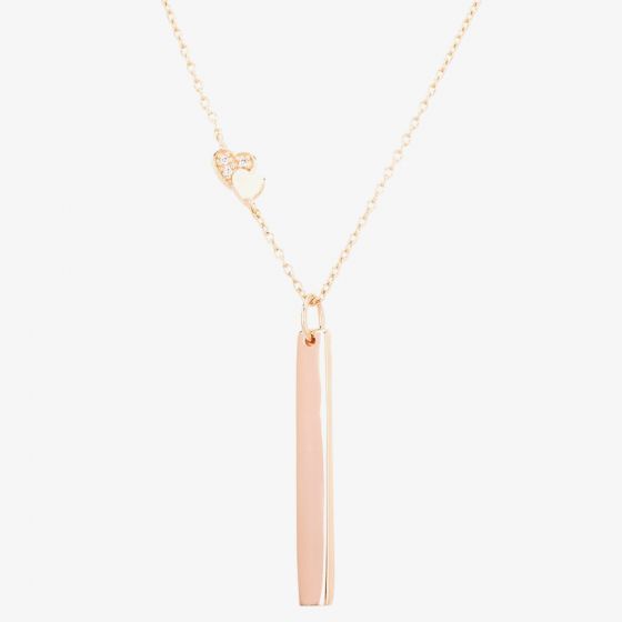 Isabella Verona Rose Gold tone Heart Station Bar Pendant NES-974-3