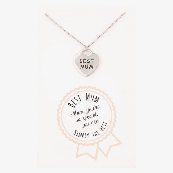 Sentiments Best Mum Engraved Heart Pendant 13788