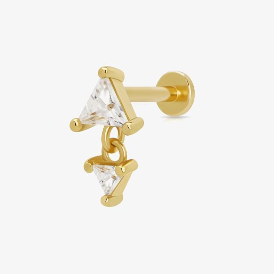 Scream Pretty 18ct Gold Plated Cubic Zirconia Diamond Drop Single Stud Earrings SPG-35