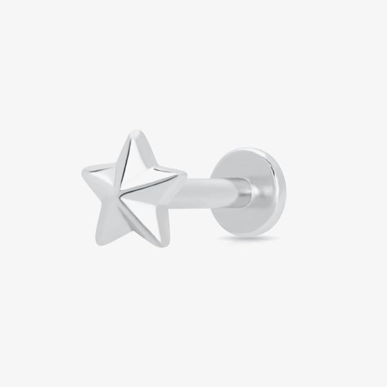 Scream Pretty Silver Rhodium Plated Star Single Stud Earrings SPS-34
