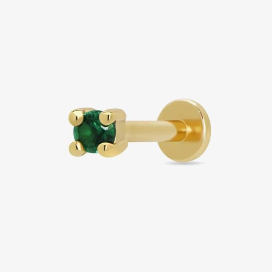 Scream Pretty 18ct Gold Plated Green Cubic Zirconia Single Stud Earrings SPG-30a