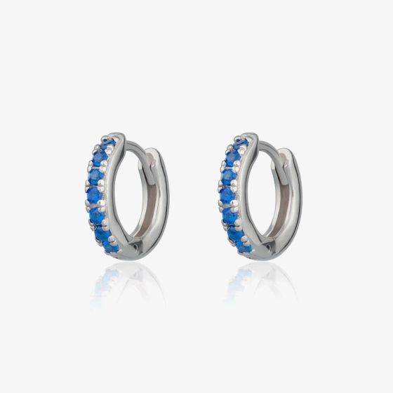 Scream Pretty Silver Rhodium Plated Blue Cubic Zirconia Huggie Hoop Earrings SPS-190