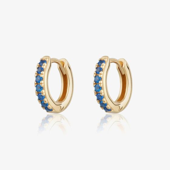 Scream Pretty 18ct Gold Plated Rhodium Plated Blue Cubic Zirconia Huggie Hoop Earrings SPG-190
