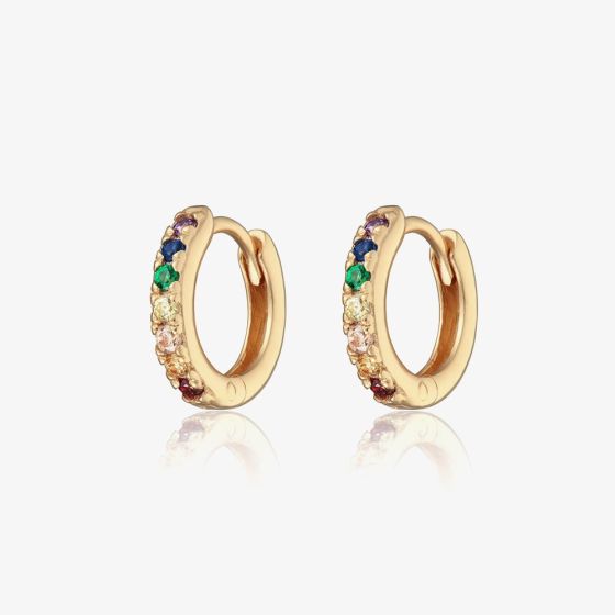 Scream Pretty 18ct Gold Plated Rainbow Cubic Zirconia Huggie Hoop Earrings SPESGS48-MC