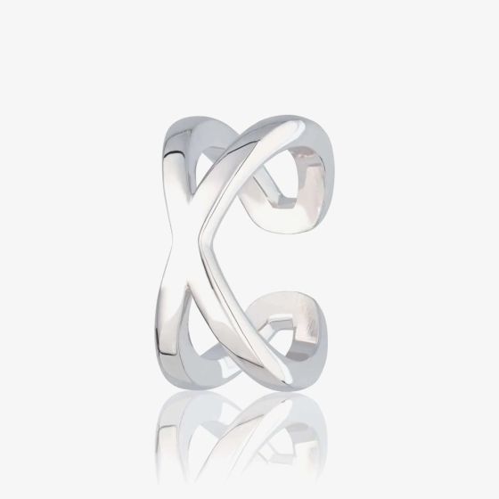 Scream Pretty Silver Rhodium Plated Cross Over Single Ear Cuff Earrings SPECSS179