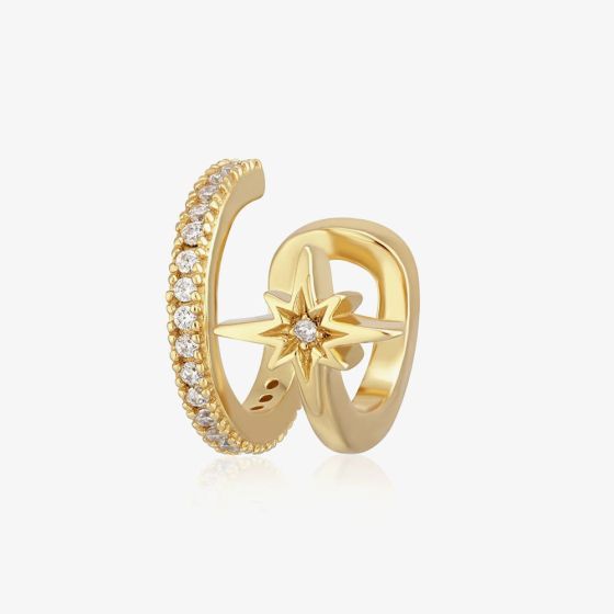 Scream Pretty 18ct Gold Plated Cubic Zirconia Star Double Band Ear Cuff Earrings SPG-285
