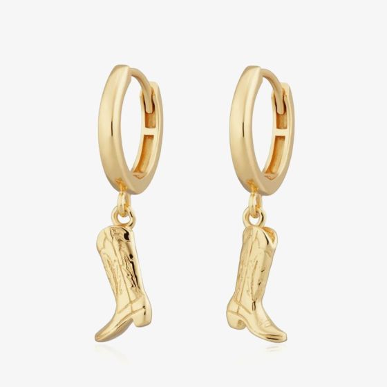 Scream Pretty Gold Plated Plated Cowboy Boot Charm Hoop Earrings SPG-160