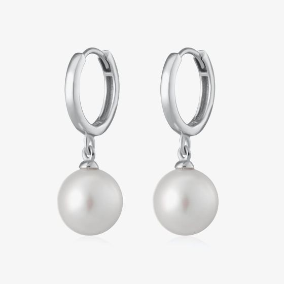 Scream Pretty Silver Rhodium Plated Pearl Drop Hoop Earrings SPEDSS42